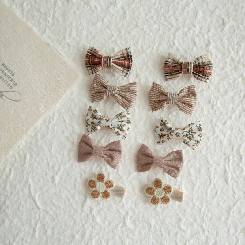 20pcs/set Lovely Kids Bows Hair Clips for Girls Barrette Boutique Full Coverage Fabric Children's Headwear Baby Hair Accessories