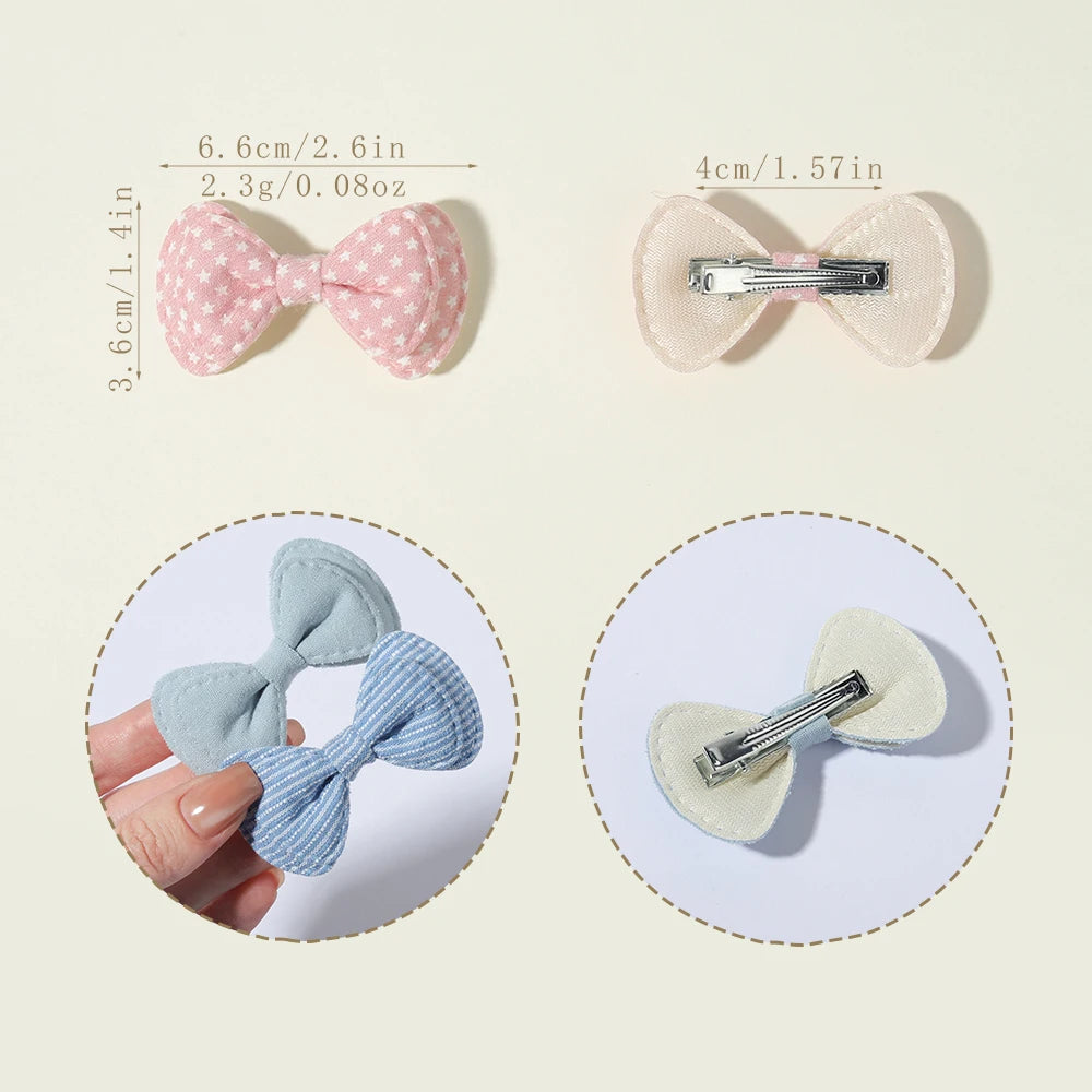 6/10PCS/Set  Baby Girls Soft Fabric Barrettes Vintage Bow Hair Clips Kids Handmade Hairpins Children Daily Hair Accessories Gift