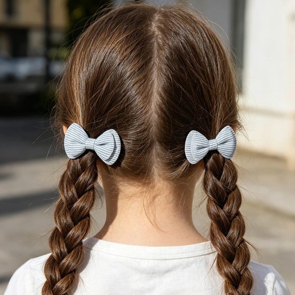 6/10PCS/Set  Baby Girls Soft Fabric Barrettes Vintage Bow Hair Clips Kids Handmade Hairpins Children Daily Hair Accessories Gift